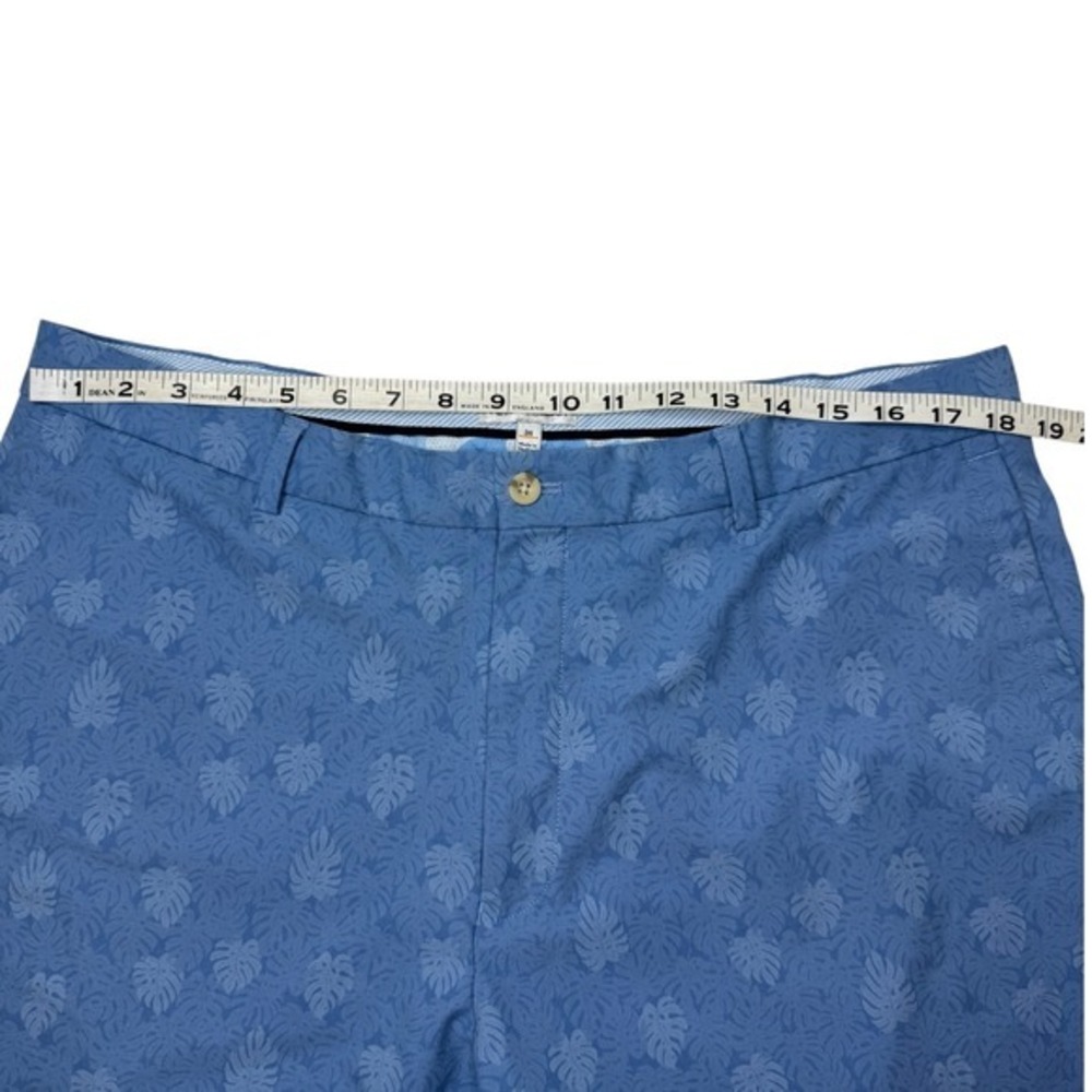 PETER MILLAR Men's Size 38 Blue Tropical Monstera Leaf Print Golf Shorts - Picture 7 of 9
